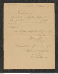 Nachlass Franz Steindachner, Brief von Franz Sikora an das k.k. naturhistorische Hofmuseum (02.12.1896), Inv.Nr. 482.10, Seite 1